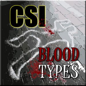 CSI Blood Types - Thinkers in Education CSI Workshops For Schools.  A chalk outline of a body with blood spatter patterns set the mood of one hour activity.