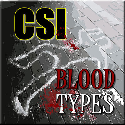 CSI Blood Types - Thinkers in Education CSI Workshops For Schools. A chalk outline of a body with blood spatter patterns set the mood of this one hour activity.